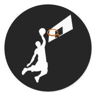 Slam Dunk Basketball Player - White Silhouette Classic Round Sticker