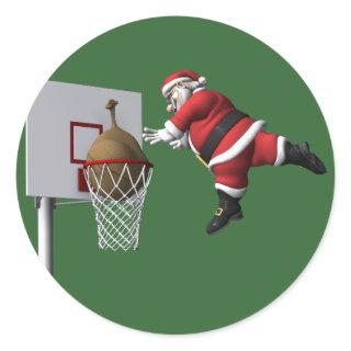 Slam Dunk Santa Claus Classic Round Sticker