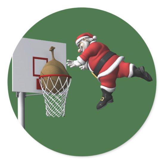Slam Dunk Santa Claus Classic Round Sticker