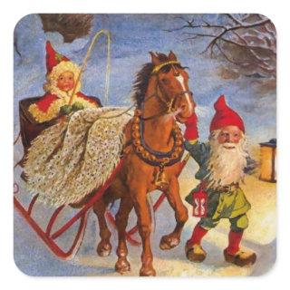 “Sled Ride at Night” by Jenny Nystrom Square Sticker