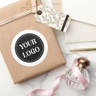 Sleek, contemporary, polished,& customizable classic round sticker