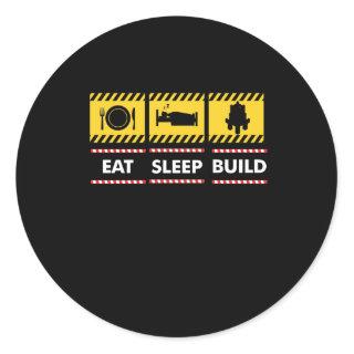 Sleep Eat Build Repeat Building Blocks Bricks Classic Round Sticker