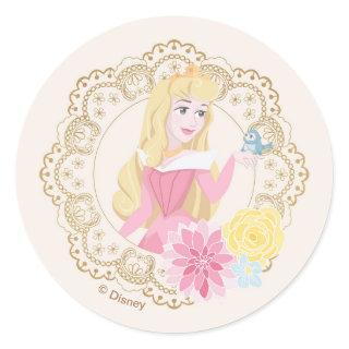 Sleeping Beauty | Floral Gold Confetti Classic Round Sticker
