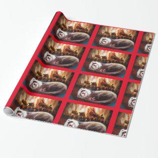 Sleeping ferret fireplace