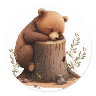 Sleeping Little Bear  Classic Round Sticker
