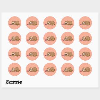 Sleepy Birthday Squad Sloth with Party Horn Classic Round Sticker
