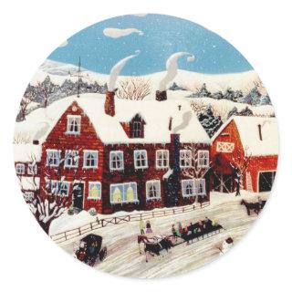 Sleigh Ride Classic Round Sticker
