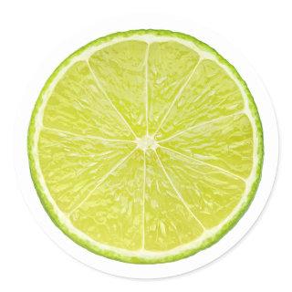 Slice of lime with mint leaf classic round sticker