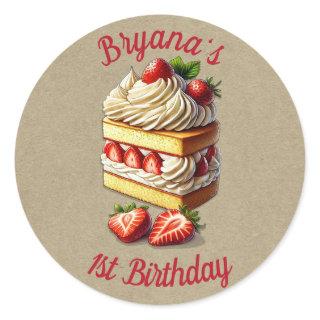 Slice of Strawberry Shortcake Strawberries  Classic Round Sticker