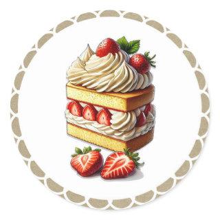 Slice of Strawberry Shortcake Strawberries  Classic Round Sticker