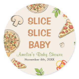 Slice Slice Baby Pizza Baby Shower Classic Round Sticker