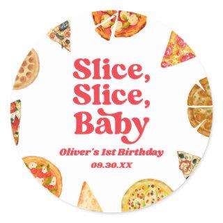 Slice, Slice, Baby! Pizza Birthday Party Classic Round Sticker