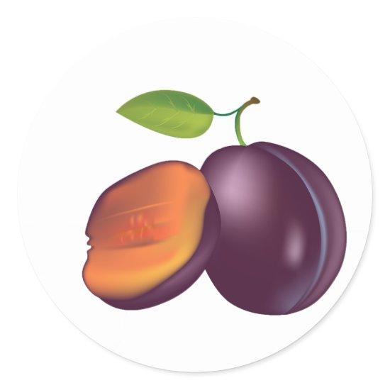 Sliced Open Plum Stickers