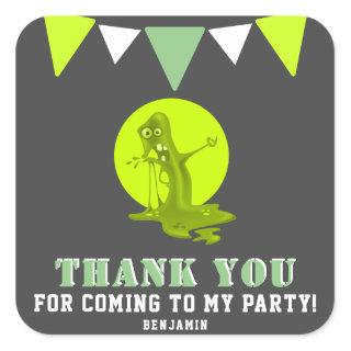 Slime Monster Kids Thank you Birthday Square Sticker