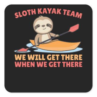 Sloth Kayak Team Paddling Funny Sloths Square Sticker