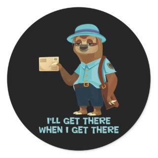 Sloth Mailman Funny And Rude Mailman Postal Worker Classic Round Sticker