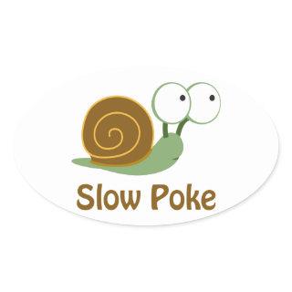 Slow Poke - Green and Brown Snail Oval Sticker