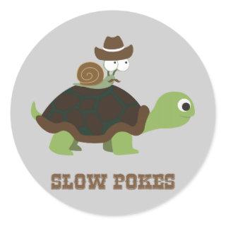 Slow Pokes - cowboy snail and turtle Classic Round Sticker