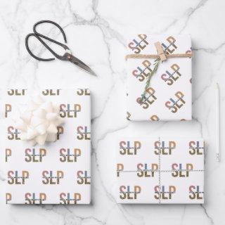 SLP Speech Pathologist Leopard Print Typography  Sheets