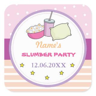 Slumber Party Birthday Sleep Over Stickers Label