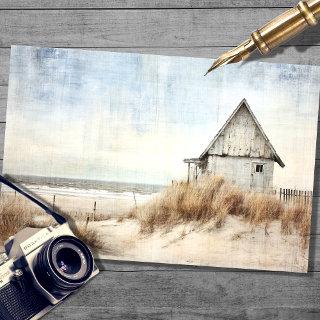 Small Beach House Scene Decoupage Paper