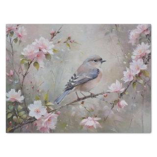Small Birds with Blossoming Flowers Decoupage Tissue Paper