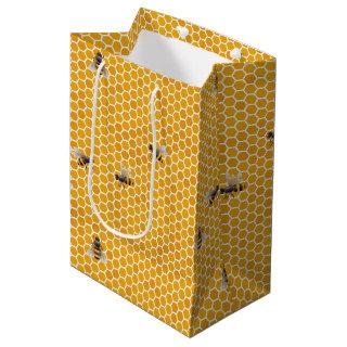 Small Honey Honeycomb Bee Hive Geometric Hexagonal Medium Gift Bag