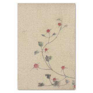 Small Red Blossoms on a Vine by Hokusai Tissue Paper
