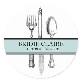 Small Round Elegant Cutlery Stickers