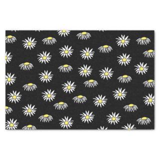 Small White Daisies on Black Tissue Paper