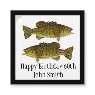 Smallmouth Bass Fishing Rustic Birthday Favor Tags