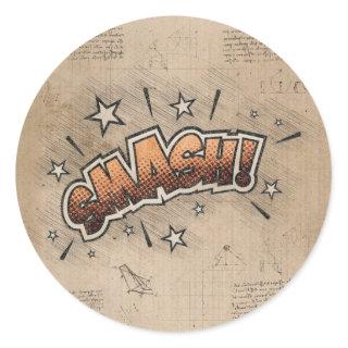 SMASH! Vintage Comic Book Steampunk Pop Art Classic Round Sticker