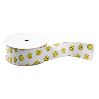 Smile Face Polka Dot Emojis Happy Yellow Fun Grosgrain Ribbon