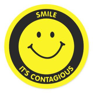 SMILE IT'S CONTAGIOUS CLASSIC ROUND STICKER