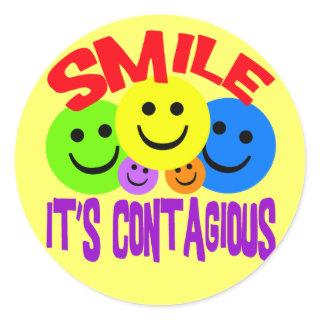 SMILE IT'S CONTAGIOUS CLASSIC ROUND STICKER