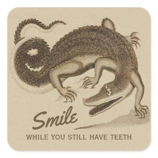 Smile while you still have teeth CC0890 Crocodile Square Sticker