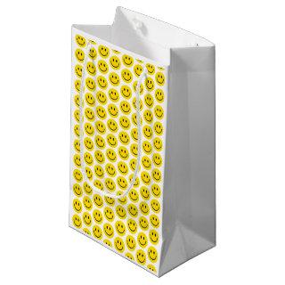 Smile Yellow Black White Happy Fun Emoji Retro Small Gift Bag