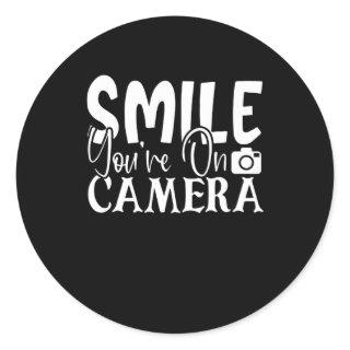 Smile Youre On Camera Classic Round Sticker