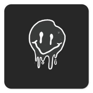 Smiley black square sticker