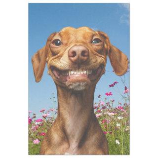 Smiling Dog in Field of Flowers Decoupage Tissue Paper