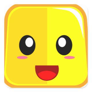 Smiling Face with Open Mouth Funny Emoji Square Sticker