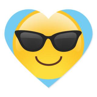 Smiling Face With Sunglasses Cool Emoji Heart Sticker