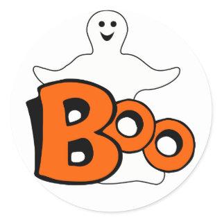 Smiling Ghost Boo Classic Round Sticker