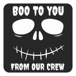 Smiling Ghost Face Funny Halloween Kids Boo To You Square Sticker