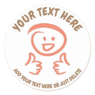Smiling / Laughing Emoji Face Thumbs Up. Template. Classic Round Sticker