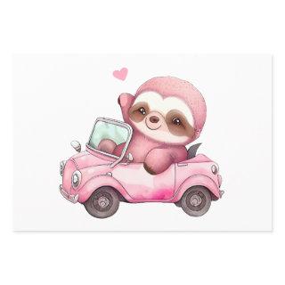 Smiling Pink Sloth Driving a Convertible  Sheets