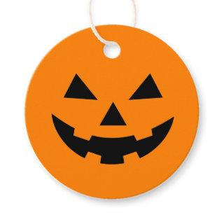 Smiling Pumpkin Face Round Gift Tags
