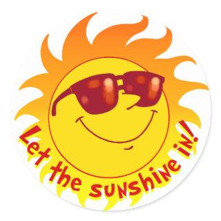 Smiling Summer Sun Classic Round Sticker