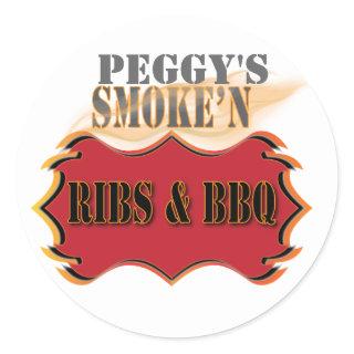 smoke'n ribs and bbq classic round sticker