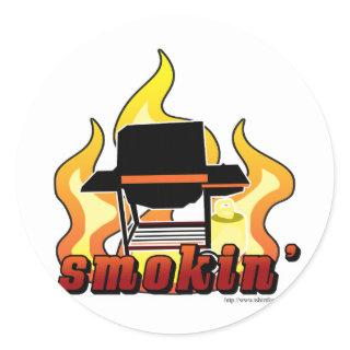 Smokin BBQ lover Classic Round Sticker